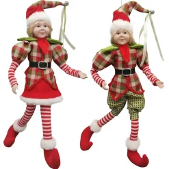 POSABLE BOY/ GIRL 18″ RED/ GREEN/ BEIGE CHECK
