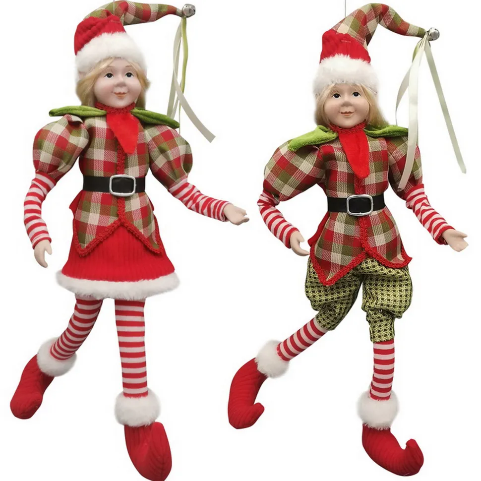 POSABLE BOY/ GIRL 18″ RED/ GREEN/ BEIGE CHECK