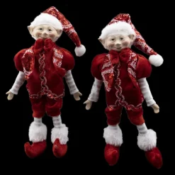 POSABLE ELF 10″ BOY/ GIRL RED/ WHITE OUTFIT 2 ASST.