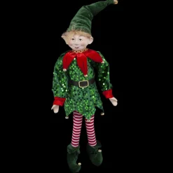 POSABLE ELF 18″ BOY GREEN SEQUIN OUTFIT