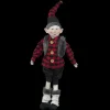 POSABLE ELF 18″ BOY RED/ BLACK CHECK W/ FUR TRIM
