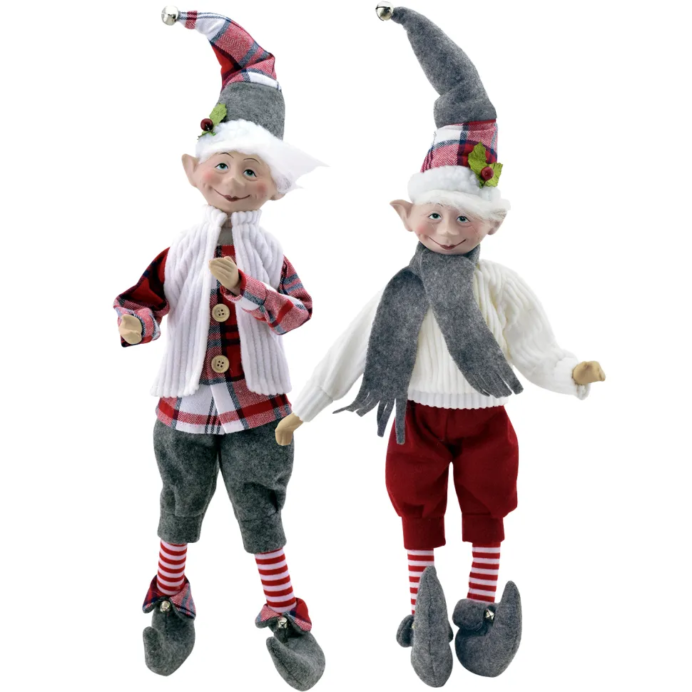 POSABLE ELF 18″ BOY RED/ WHITE/ GRAY 2 ASST.