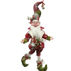 POSABLE ELF WHIMSICAL 16″ RED/GREEN/GOLD