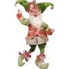 POSABLE ELF WHIMSICAL 16″ RED/GREEN /GOLD W/ GREEN HAT