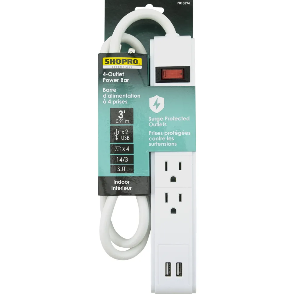 POWER BAR 4-OUTLET W/ 2USBS
