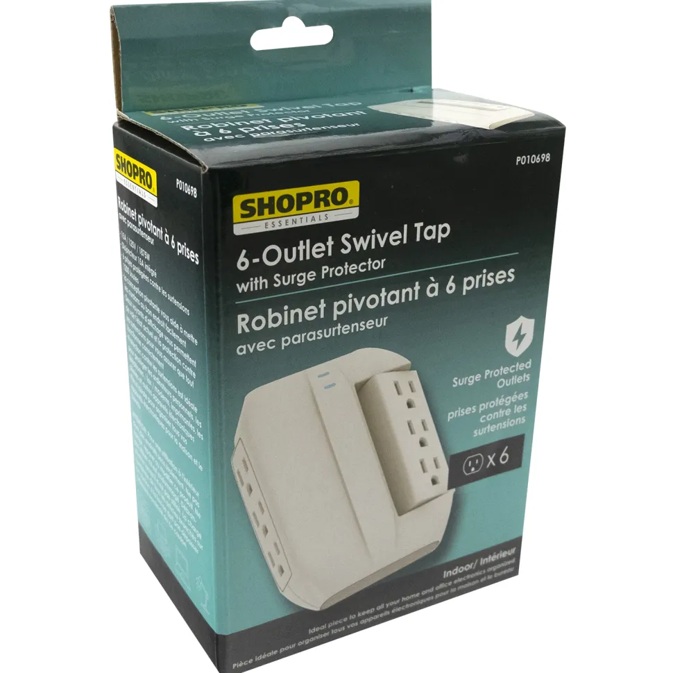 POWER WALL TAP 6-OUTLET SWIVEL W/SURGE WHITE