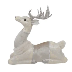 REINDEER LYING FUR/FABRIC IVORY | GLITTER | SEQUINS 13.5″ X 11″