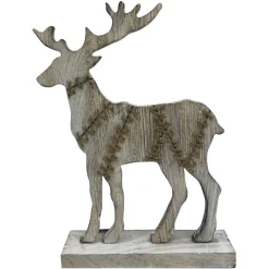 REINDEER NAT. BIRCH LOOK W/ BASE 14″ NAT. W/ STITCH PATTERN