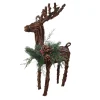REINDEER NAT. RATTAN 13″X5.5″X22″ STANDING W/ MIXED FROSTED PINE/CONES/BERRIES
