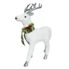 REINDEER STANDING PLUSH WHITE 17.5″ W/ PINE, CONE & BERRIES