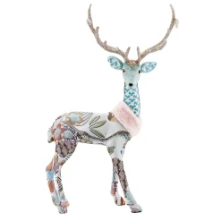 REINDEER STANDING WITH INTRICATE PATTERN BLUE 22.5″