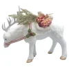 REINDEER STANDING 21.5″x17.5″ WHITE W/ GIFTS AND SNOWED PINE