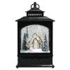 RETRO LANTERN WITH CABIN SNOWING SCENE 17″