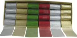 RIBBON DISPLY SHEER 4.5″ X 3 YDS GLD/ SLV/ RED/ GRN