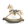 ROCKING HORSE WITH INTRICATE EMBROIDERY REGAL BLUE/CREAM 21.5″