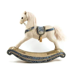 ROCKING HORSE WITH INTRICATE EMBROIDERY REGAL BLUE/CREAM 21.5″