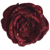 ROSE HEAD BURGUNDY 5″ CARDED W/ GLITTER & CLIP
