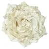 ROSE HEAD IVORY 4.5″ VELVET W/ GLITTER & CLIP