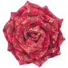 ROSE HEAD RED /DEEP RED 4.5″ VELVET W/ GLITTER & CLIP