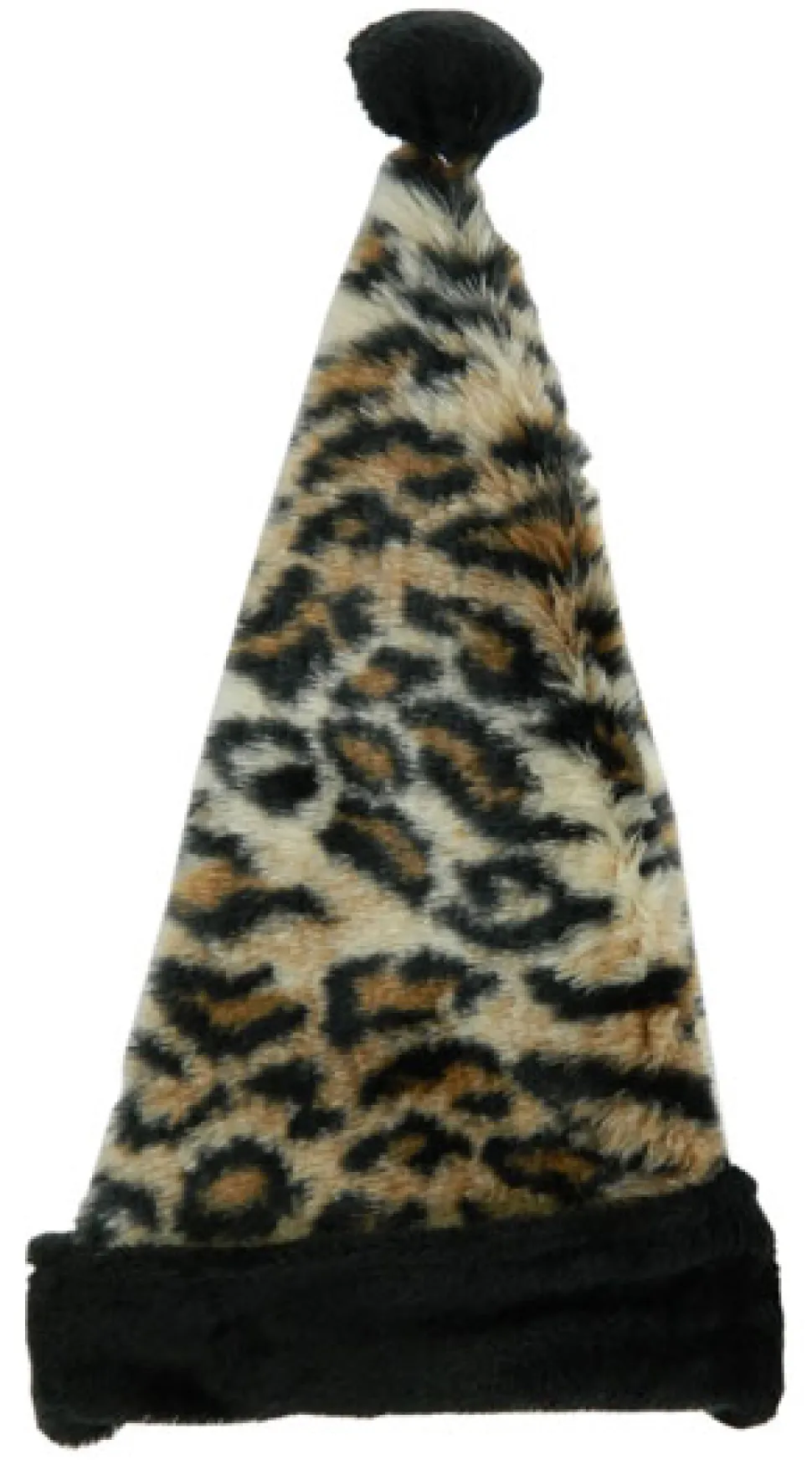 SANTA HAT 20″ BLACK/ BEIGE LEOPARD PRINT