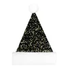 SANTA HAT 15″ BLACK/SILVER SEQUINSS W/ FAUX FUR BORDER (SIZE:M)