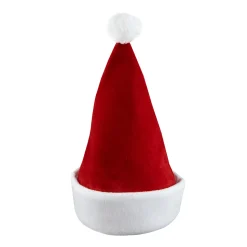 SANTA HAT 15″ RED VELVET W/FLEECE BORDER