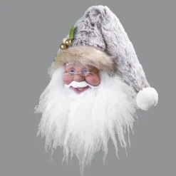 SANTA HEAD 08″ ORN. BROWN FAUX FUR HAT