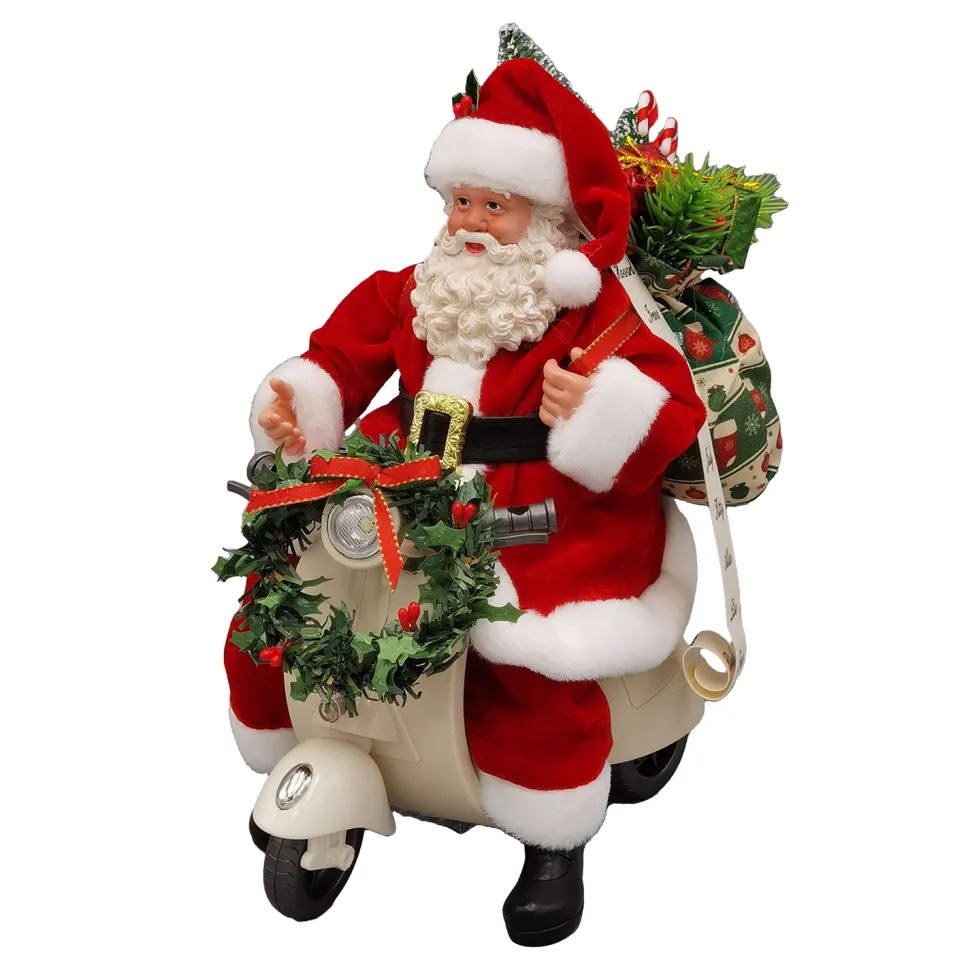 SANTA SITTING 9″ RIDING VESPA 9RED/GREEN/GOLD