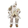 SANTA SITTING 18″W/ TEADY BEAR IVORY/GOLD