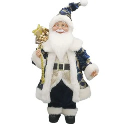 SANTA STANDING 18″ BLUE/ IVORY
