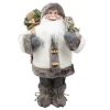 SANTA STANDING 18″ GRAY/ WHITE W/SACK & SNOW SHOES
