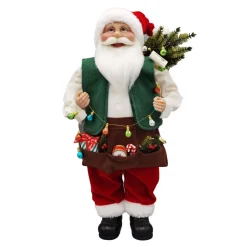 SANTA STANDING 18″ HANGING LIGHTS RED/GREEN/BROWN