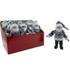 SANTA STANDING 07″ ORN BLUE & GRAY W/ FUR COAT & HAT