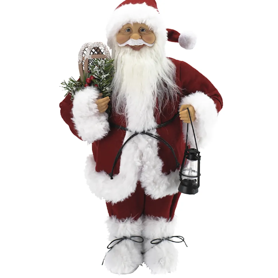 SANTA STANDING 18″ RED TRADITIONAL DLX W/ PLUSH TRIM