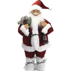SANTA STANDING 24″ RED TRADITIONAL DLX W/ PLUSH TRIM