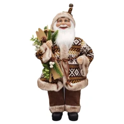 SANTA STANDING 18″ W/ GIFT BAG BROWN