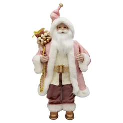 SANTA STANDING 18″ W/ GIFT SACK PINK/GOLD