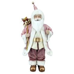 SANTA STANDING 24″ W/ GIFT SACK PINK/GOLD