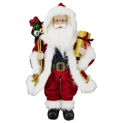 SANTA STANDING 24″ W/ GIFTS RED/GREEN/GOLD