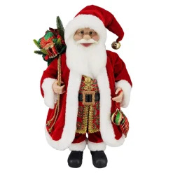 SANTA STANDING 24″ W/ SACK RED/GREEN/GOLD