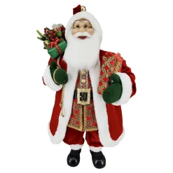 SANTA STANDING 36″ W/ SACK RED/GREEN/GOLD