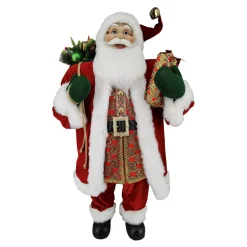 SANTA STANDING 48″ W/ SACK RED/GREEN/GOLD