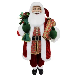 SANTA STANDING 60″ W/ SACK RED/GREEN/GOLD
