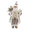 SANTA STANDING 18″ W/ TEADY BEAR IVORY/GOLD