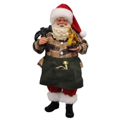SANTA STANDING 11″ WORK SHOP W/ ROCKING HORSE RED/GREEN/BROWN