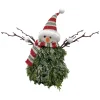 SNOWMAN PINE BODY|FABRIC HAT RED/GREEN 11″x14″ W/ SCARF & TWIGS