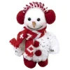 SNOWMAN WHITE 6″ WHITE W/ RED EAR MUFFS & KNITTED SCARF