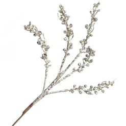 SPRAY BERRIES ON BRANCH 22.5″ CHAMPAGNE GLITTER