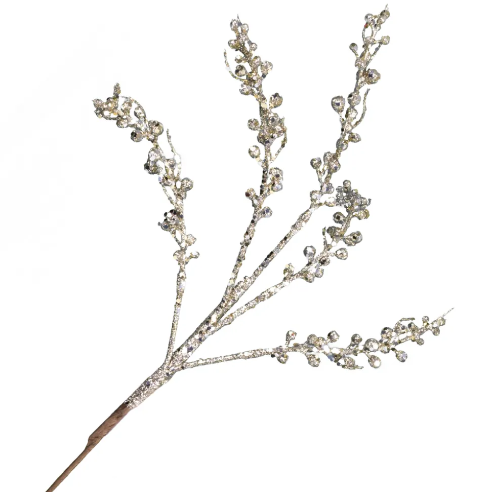 SPRAY BERRIES ON BRANCH 22.5″ CHAMPAGNE GLITTER