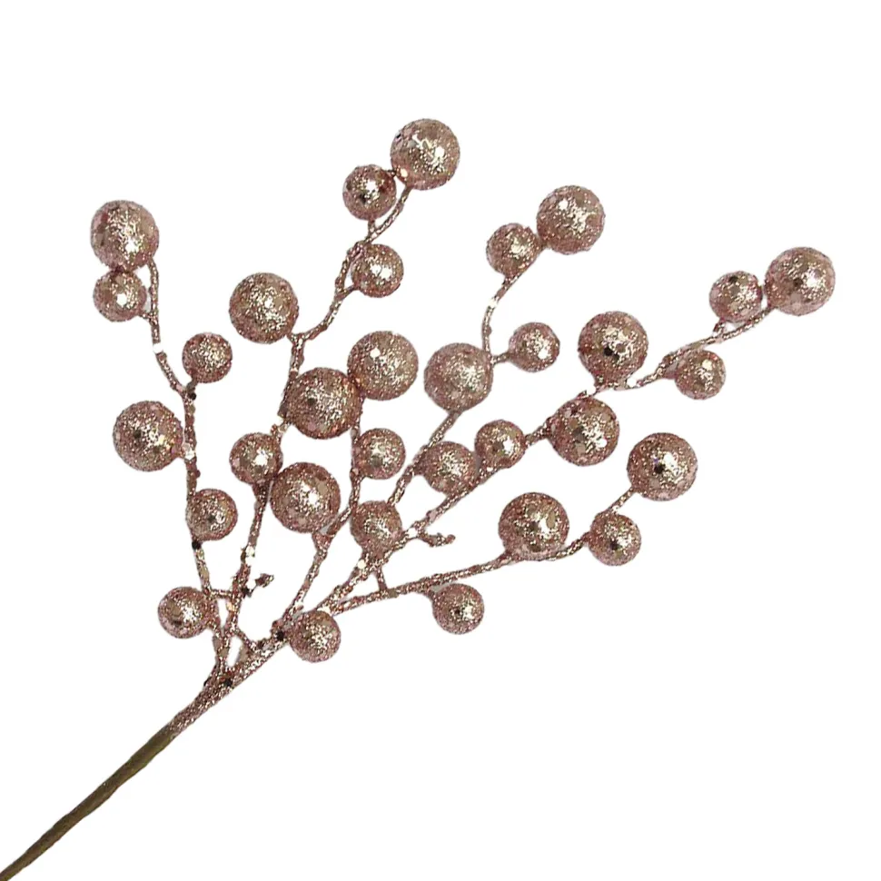 SPRAY BERRY 15″ ROSE GOLD GLITTER